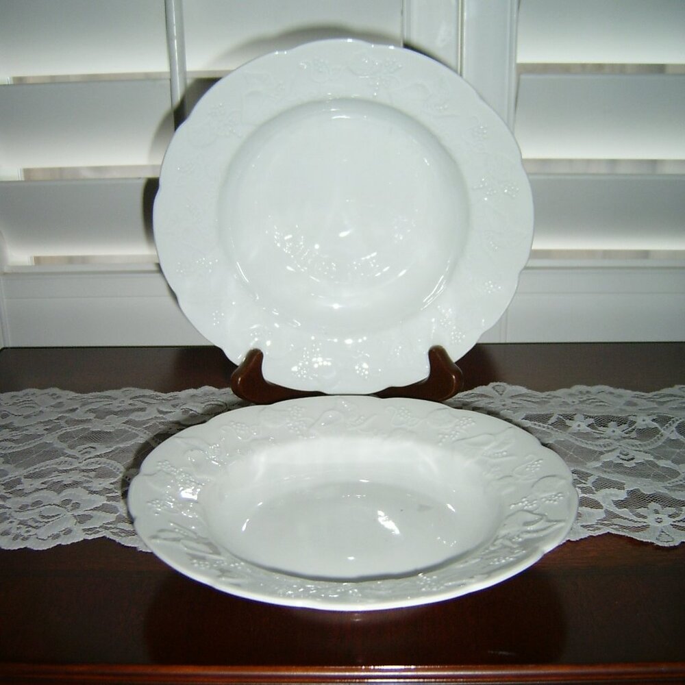 DANSK White Replacement IVY France Rim Soup Bowl  9” SET OF 2